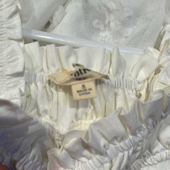 White Eyelet Tank Top with Ruffled Neckline - Picture 3 of 3